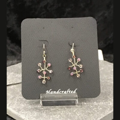 A pair of earrings sitting on top of a card.
