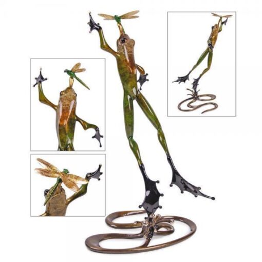 A sculpture of a lizard with two legs and three arms.
