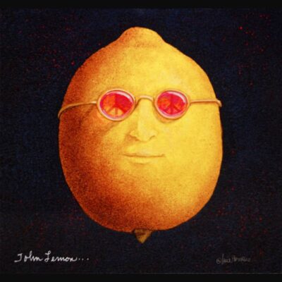 A lemon with glasses on it's head.