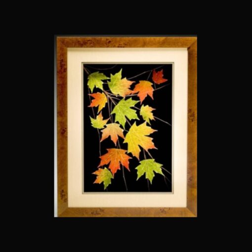 A picture of leaves in the dark.