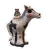 Crackled ceramic horse teapot with owl.