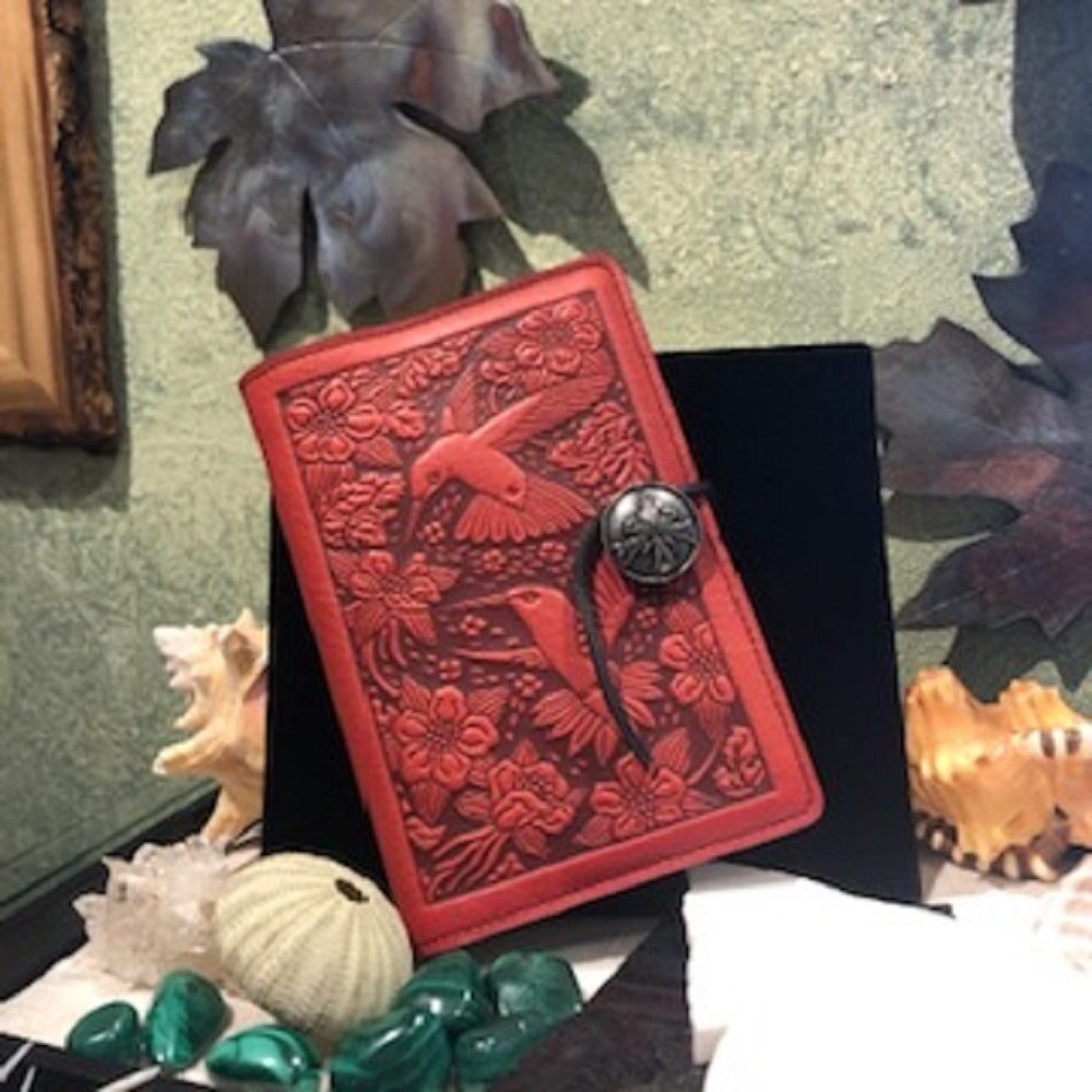 Oberon Leather Designs – Small Journal with Hummingbird Design - Red -  Oregon Coast Galleries