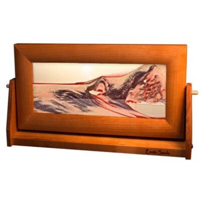 A wooden frame with a painting on it.